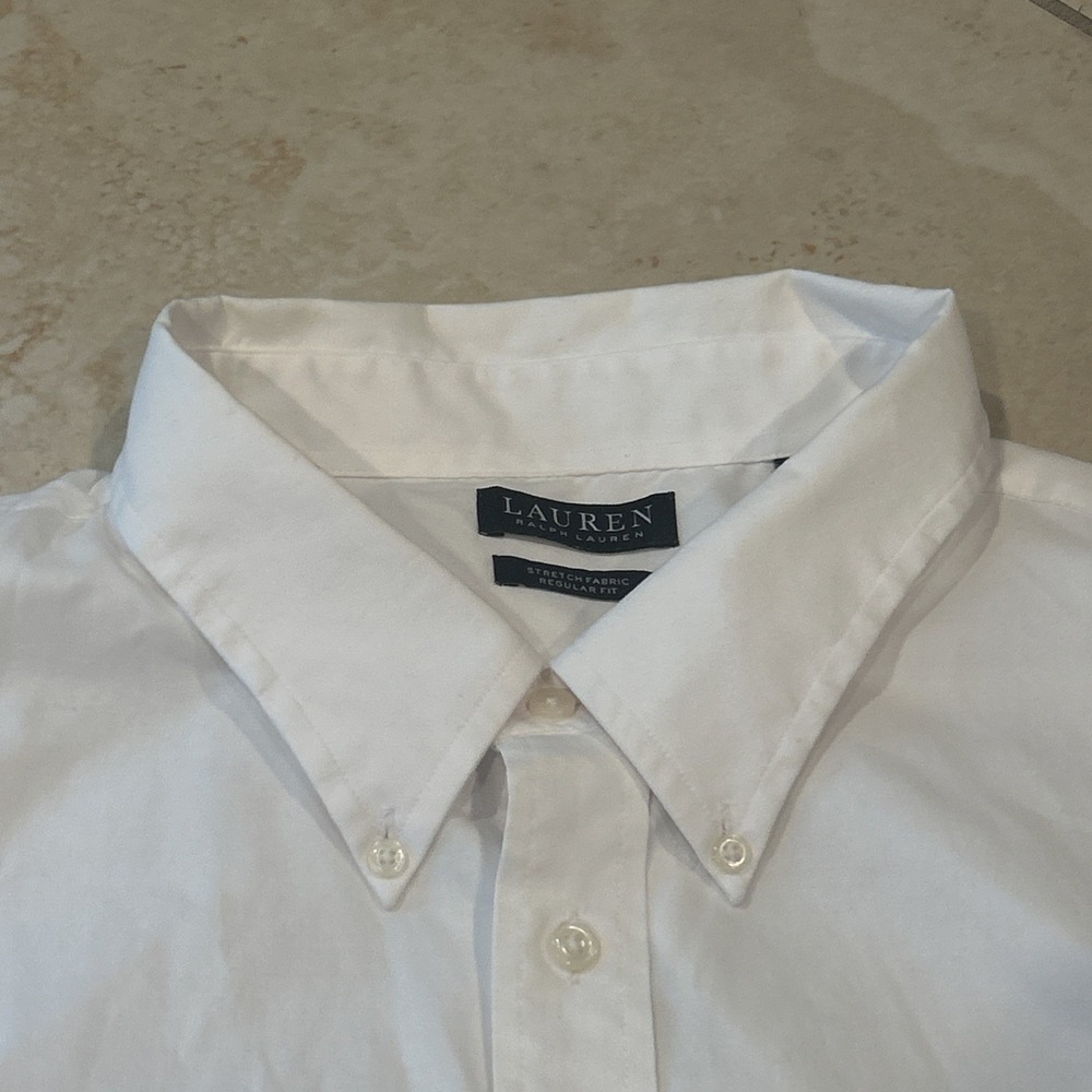 Lauren Ralph Lauren Black Label Shirt M 4XL White Solid Long Sleeve Button Down - Picture 3 of 10